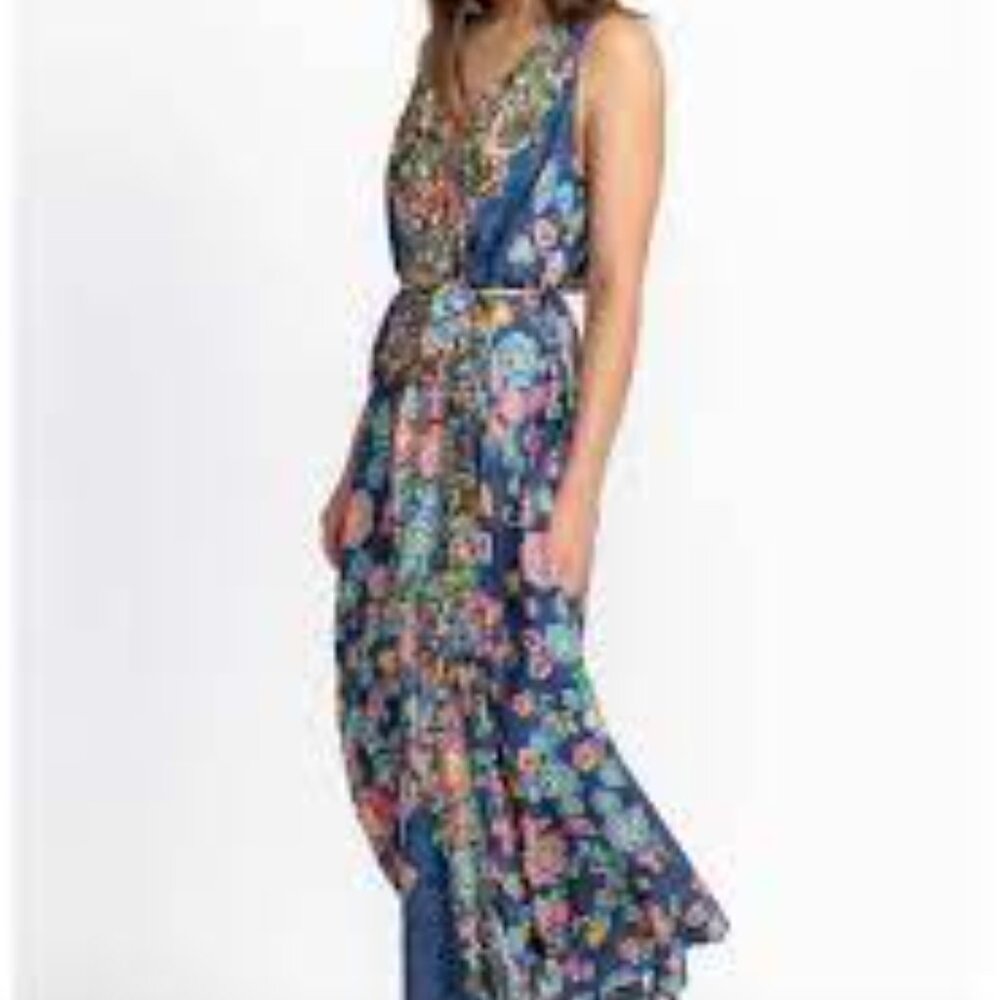 NWT JOHNNY WAS Silk  Peppermint Adelia Dress with slip